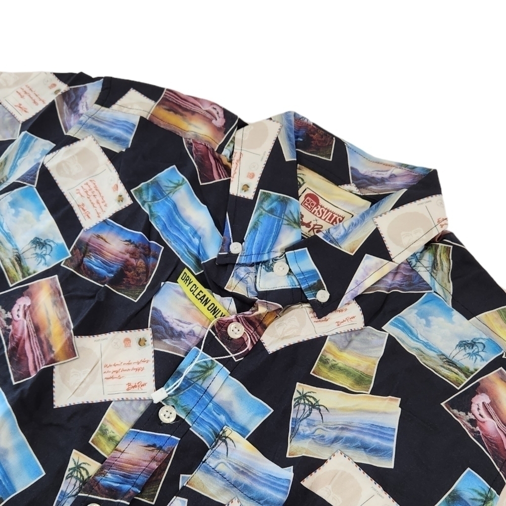 RSVLTS X Bob Ross “From Bob Ross With Love” Mens Size XS Colrlorful Camp Shirt